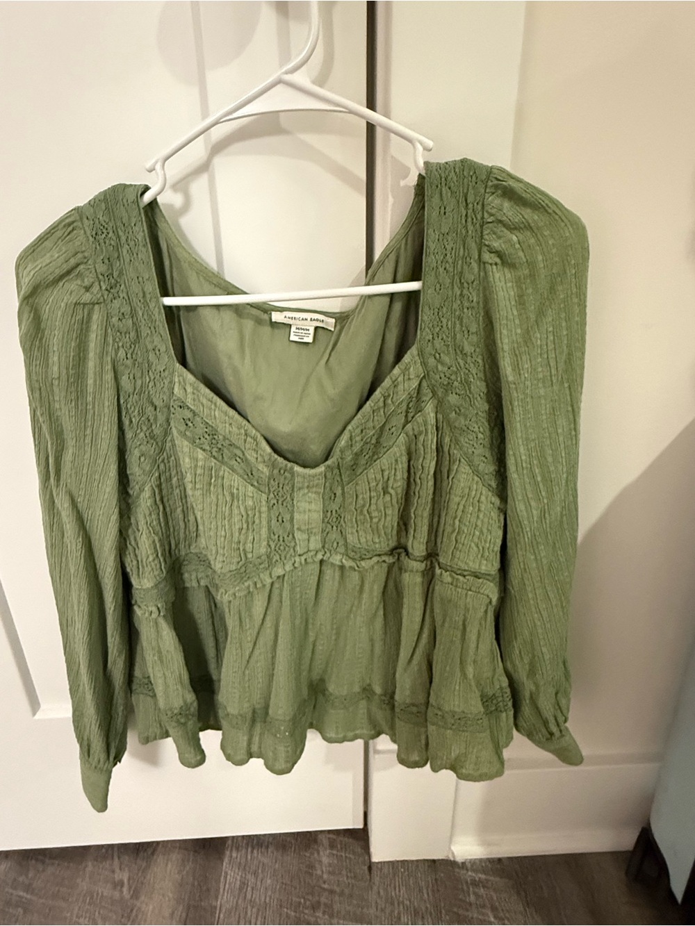 American Eagle Outfitters Sage Green Peasant Tunic Blouse